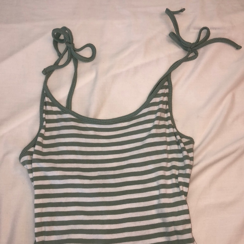 Forever 21 Green and White Striped Bodysuit!